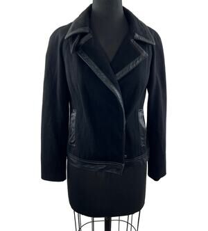 ADAM BY ADAM LIPPES Black Wool Blend Notched Lapel Long Sleeve Moto Jacket XS